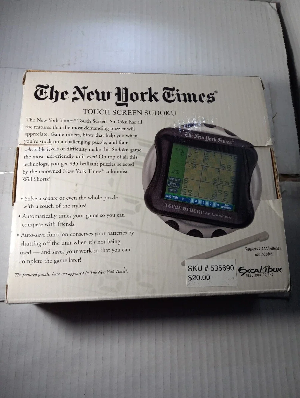Excalibur Electronic NY53CS New York Times Touch Screen Sudoku Game Console